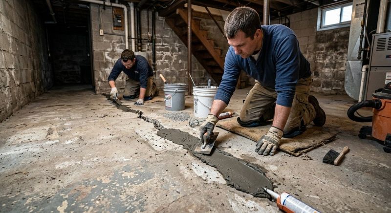 Cracked Basement Floor Repair in Brigham City, UT